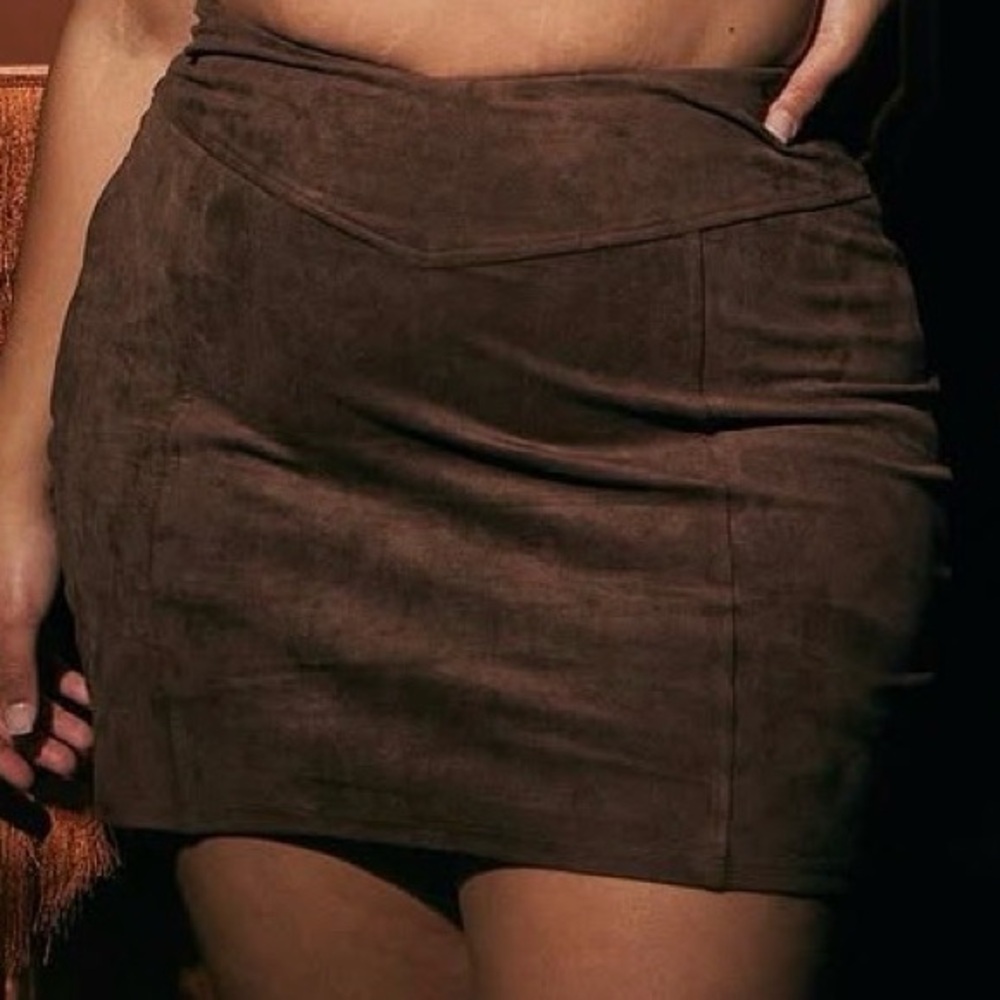 Elegant Suede Brown Women's Skirt/Skort